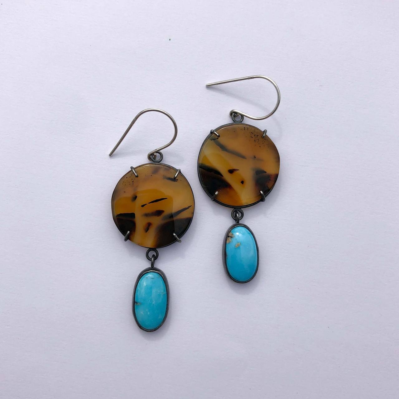 Montana Agate and turquoise earrings