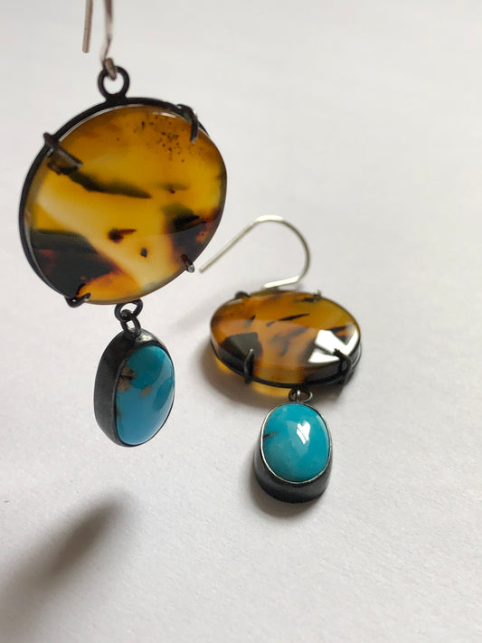 Montana Agate and turquoise earrings