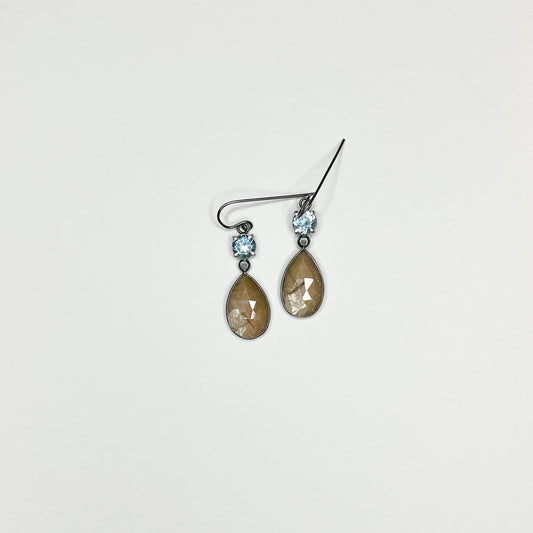 Sky blue topaz and sapphire pair of earrings