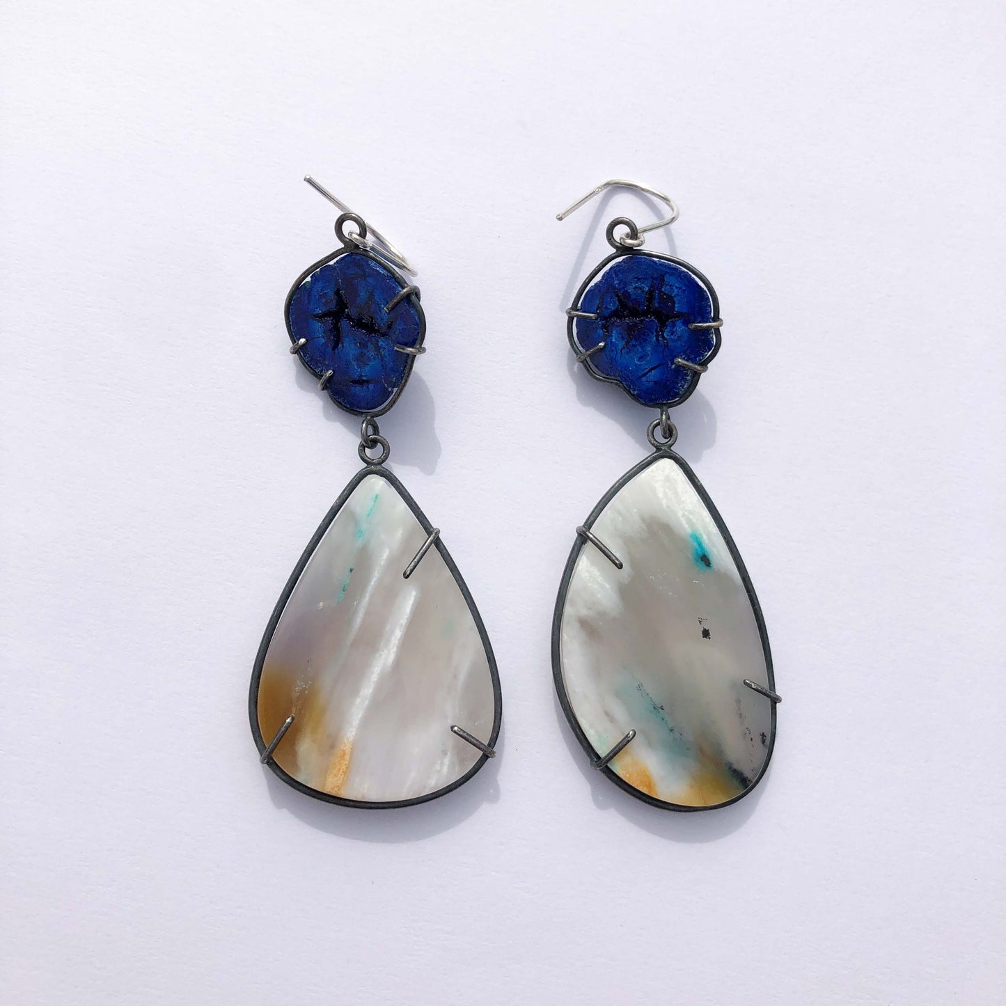 Opal and lazurit silver earrings