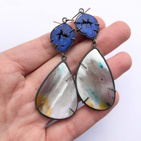 Opal and lazurit silver earrings